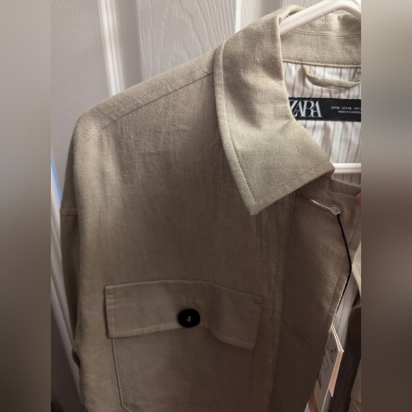Zara Beige Linen Jacket - XL - Picture 2 of 5